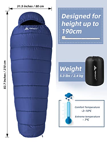 Miniatura 2 de Forceatt Saco De Dormir -7 C 20 C 4 Estaciones 210x80cm 1.8kg 2.4kg Saco De Dormir Compacto Para Adultos, Saco De Dormir Invierno A Prueba De Agua Y Desgarros,Lgrande Para Camping Y Senderismo.
