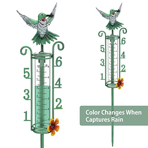 Apsoonsell Rain Gauge Outdoor - 7" Capacity Rain Gauges With Metal Stake, Green Rain Gauge Large Numbers Easy To Read For Garden Yard Lawn Decoration #TOP1