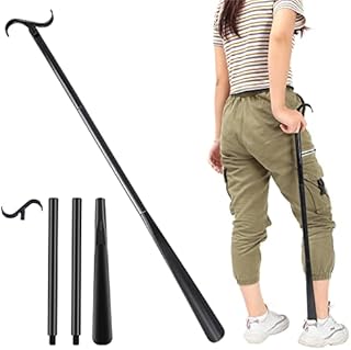 35" Long Dressing Stick with Shoe Horn with Sock Removal Tool, Adjustable Extended Dressing Aids for Shoes, Socks, Shirts and Pants