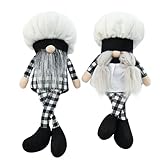 YuQi Buffalo Plaid Chef Gnome Plush Decorations for Home, 2PCS Mr. & Mrs. Kitchen Chef Cooking Plaid Gnomes Plush Collectible Figurine for Home Farmhouse Kitchen Tiered Tray Decor Gifts