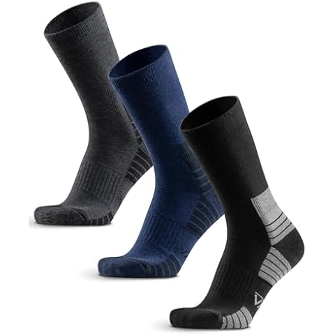 WEIERYA Mens Hiking Socks 3 Pairs Merino Wool, Cushion Hike Trek Micro Crew Socks With Moisture Wicking for Outdoor Sports, Black Grey Blue XL Cover