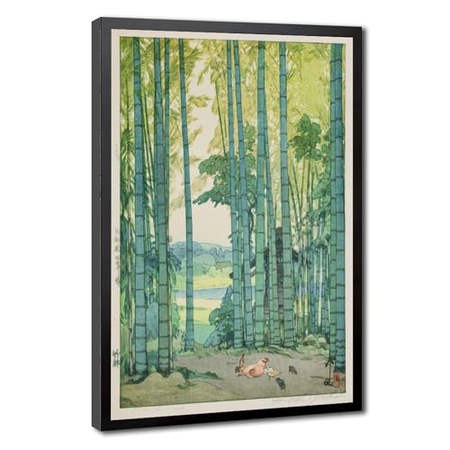 Impression sur toile Bamboo Grove par Hiroshi Yoshida cadre à suspendre 20x30 cm