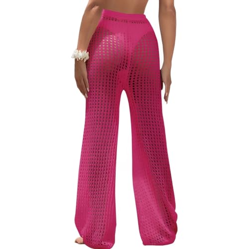 Calça Feminina Tricot Pantalona Saída de Praia Elegante Estilosa Cintura Ajustável Moda Verão Confor