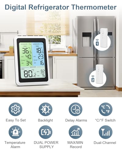 Termómetro de nevera digital con sensores que evita alimentos estropeados 2