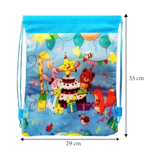Image of MONKEYTAIL Happy Birthday Blue Colour Drawstring Sack Bag (Pack of 15) as Party favors Birthday Return Gifts for All Age Group