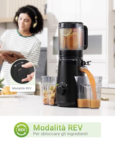 TUUMIIST Entsafter‚ Slow Juicer mit 135mm Extra Großem Einfüllschacht, Entsafter Gemüse und Obst Testsieger anwendbar Ganzes Obst und Gemüse, Saftpresse BPA-Frei, Glanzschwarz