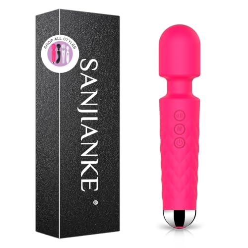 Image of SANJIANKE Vibrator Wand Sex Toys,Clit Stimulator Vibrators,Vibrator for Woman,Wand Massager Sex Toy,20 Patterns,8 Speeds of Pleasure,Quiet Adult Sex Toys,Waterproof, for Women Gifts (Rose Red)