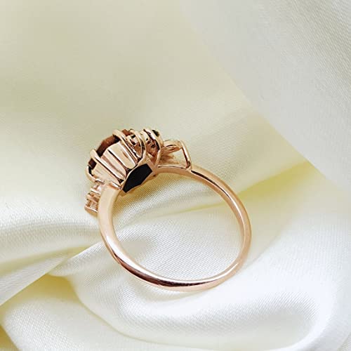 Rings For Women Gold Sandstone Ring, Hexagon Cut Ring, Galaxy Ring, Outer Space Ring, Nebula Ring, Bridal Ring, Rose Gold,White,Brown,Silver4