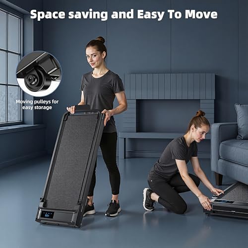 Walking Pad Treadmill for Home - Folding Treadmills with Handle Bar Portable Compact Fold up Indoor Foldable Handles Electric Walk Pads Small Spaces Mini Running Quiet Under Bed Office — view 5
