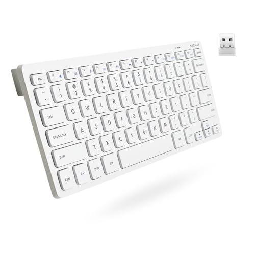 Macally Mini Compact Keyboard - Wireless Keyboards for Desktop PC, Surface, Chromebook, Notebook, Laptop Keyboard, Slim Key Board with 2.4G Wireless USB - Small Keyboard for Travel (White) by Macally - Image 8