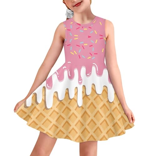 SYtrade Girls' Casual Dresses Kids Crewneck Sleeveless Dress Party A-Line Swing Dresses3
