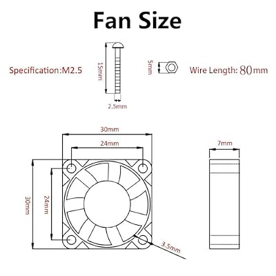 Aokin for Raspberry Pi Cooling Fan DC 5V/3.3V Brushless CPU Cooling Fan with Screws for Raspberry Pi 4 B, Pi 3 B+, Pi 3 B, Pi 2 B, Pi 1 B+, RetroFlag NESPI Case, etc, 1 Pack