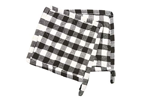 Buffalo Checked Pot Holders Cotton Made, Kitchen Essential Basic, Pot Holder - Size ( 7" X 7" ) - Buffalo Plaid Pattern (Black/White) - ( Pack Of 30 ) Machine Washable #TOP28