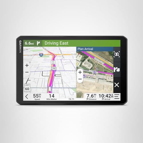 Garmin dēzl&trade; OTR820, Large High-Res 8&rdquo; GPS Truck Navigator, Custom Routing, Satellite Imagery, Wind Speed, Community-Shared Loading Docks, Entrances and Parking, Dual-Orientation Display