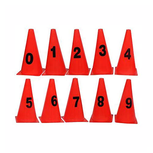 L'AVENIR 10Pcs. Field Cone Markers with 0-9 Numbers (6 inches High) for Football/Training/Speed/Stamina - Multi-Color-image-8
