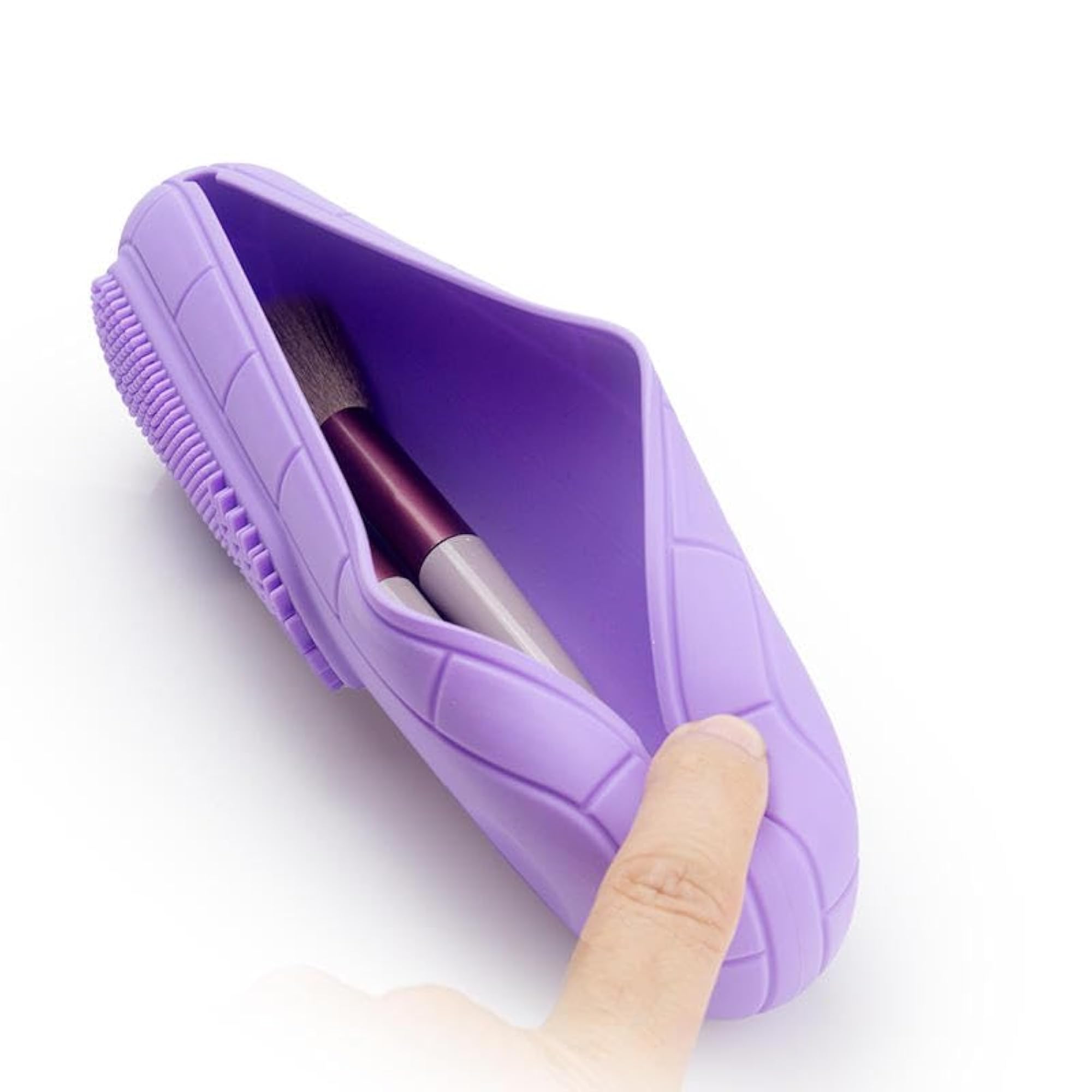 2-in-1 Silicone Travel Makeup Brush Holder with Cleaner