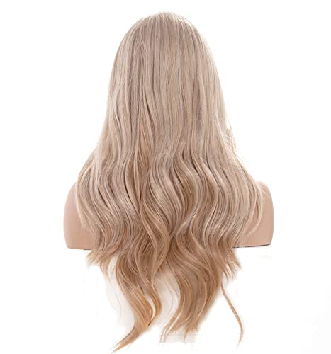 Gerulyss 26 Inches Light Blonde Mix Strawberry Blonde Wigs For Women Long Wavy Middle Part Wig Natural Looking Synthetic Fluffy Hair For Cosplay,Halloween,Daily Use (Wavy, Platinum Mix Strawberry Blonde) #TOP3