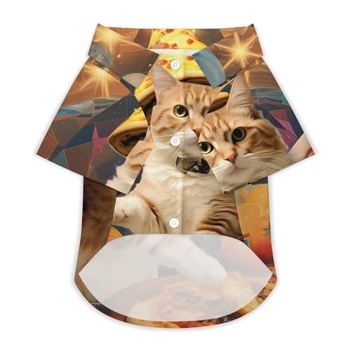 Image of Space Cat with Pizza Fashion Dog Clothes Soft Dog Shirts for Medium Small Dogs Pet Vest Cat Costume Jacket XL
