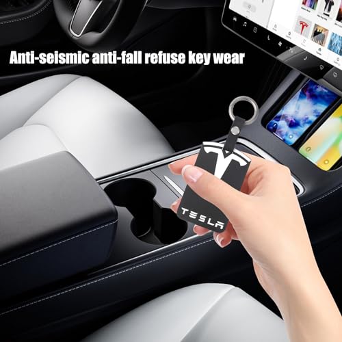 Aicharynic 2 sztuki uchwytów na karty do Tesla Model 3, model Y, silikonowy breloczek do kluczy, uchwyt na karty, akcesoria Tesla, kolor czarny, Tesla, uchwyt na karty, czarny, /