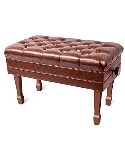 Panca per pianoforte con grande contenitore e altezza regolabile in teak finitura