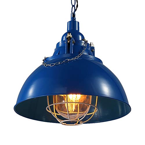 Luz de techo E27 Lámpara colgante de luz de accesorio vintage ajustable Pintura de loft creativa Estilo industrial retro Diseñador de hierro Tornillo de cabeza única Araña de hierro (Color : Blue) Cover