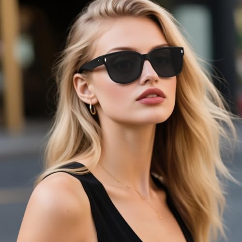 Farrobor Okulary przeciwsłoneczne Unisex Oversized Surround - Okulary przeciwsłoneczne z polaryzacją i filtrem UV400. Nadają się do jazdy samochodem (Fioletowo Szary)
