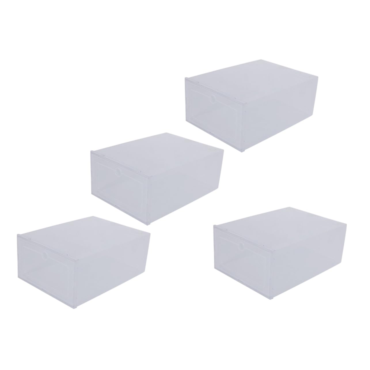LALADEFIEE 4Pcs Thickened Transparent PP Shoe Storage Boxes Stackable Shoe Organizers with Convenient Opening Design for Home Use Keep Clean and Organized