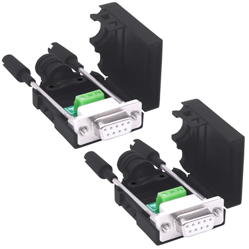 YARCHONN DB9 No Soldering Connector Breakout Board RS232 D-SUB 9 Pin Serial to RXD TXD GND 235 Adapter Terminal Block with Case 2 Packs (Female)