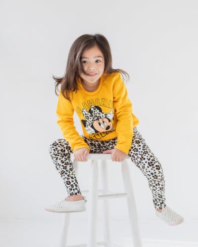 Image of Disney Minnie Mouse Baby Girls Fleece Sweatshirt and Leggings Outfit Set Infant to Big Kid | Pullover Sweatshirt, Fitted Leggings, Elastic Waistband