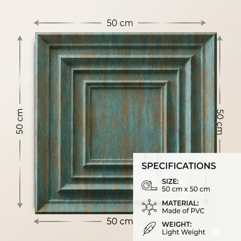 Image of Kayra Decor 3D PVC Wall Panels for Bedroom & Living Room | Accent Design | Rustic Wood Color | 19.7 x 19.7 Inch | Pack of 12 | 32.28 Sq Ft