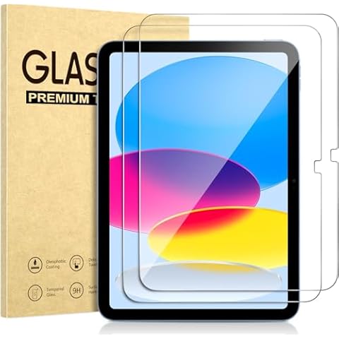 Cutebe 2 Pack Screen Protector for ipad 10th Generation,Tempered Glass with Touch Sensitive, Anti-Scratch, Bubble Free and Case Friendly 10.9 Inch Cover