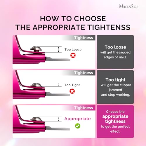 MelodySusie Acrylic Nail Clippers with 15pcs Magnet Sizers, Professional Nail Clippers Cutters for Long Acrylic Gel Nails Tips, Adjustable Stainless Nail Trimmer, Manicure Tool for Salon Home, Plum