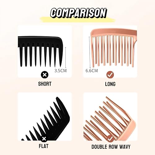 Peine de Dientes Anchos para Cabello Rizado Detangling miniatura 5