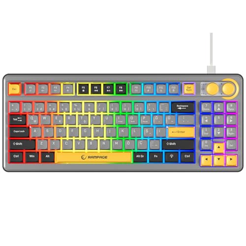 Rampage Cyclone Gri/siyah/sarı USB Rgb Aydınlatmalı Q Compact Membrane Gaming Oyuncu Klavye: 799₺