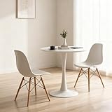 ERGOMASTER 3-Piece Round Dining Table Set for 2, Kitchen Table and Chairs, 32'' Tulip Table & Modern DSW Chair for Home, Small Spaces, Apartments, White