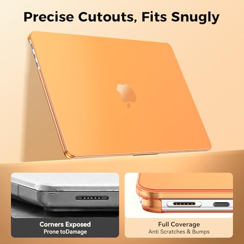 Image of EooCoo Case Compatible with MacBook Air 13 inch M4 2025 2024 2023 2022 M3 M2 A3240 A3113 A2681, Clear Hard Scratch Resistant Protective Cover Compatible for MacBook Air 13.6 inch Case, Crystal Orange