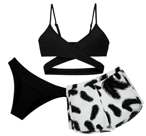 Traje de baño 3 Piezas niña Tie Dye Bikini Traje de baño con Cover Up Falda de Playa 12-13 años