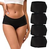 INNERSY Boy Shorts Underwear for Women Cotton Boxer Briefs Breathable Moisture Wicking Boyshorts Panties 4-Pack(Large, Black)