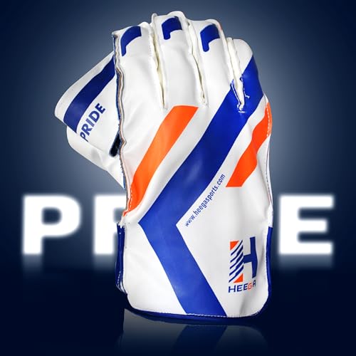 Image of Heega Pride Synthetic Leather, Rubber College Cricket Wicket Keeping Gloves | Padded Palm, Finger Protection Suitable for Professional Players and Practice Use (Men)