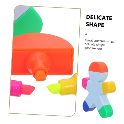 LIOOBO 3pcs Cute Human Shaped Highlighter Marker Pen with Plastic Body, 5-color Fluorescent Multi-color Highlighter for School and Journaling, Precise Line Marking Creative Stationery - Image 9
