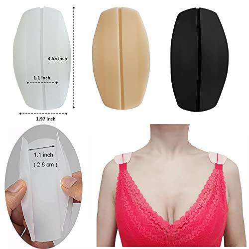 Silicone Bra Strap Cushion Non-slip Pliable Holder compfort shoulder pad protectors 3 Pair, 4 Pair LUCSIS (white, nude(flesh), black) - Thumbnail 2