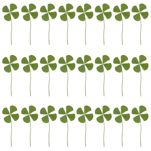 24 Pezzi Di Fiori Secchi Di Quadrifoglio, Esemplare Di Pianta Di Quadrifoglio, Portafortuna Di Quadrifoglio, Fiori Secchi Decorativi Fai Da Te