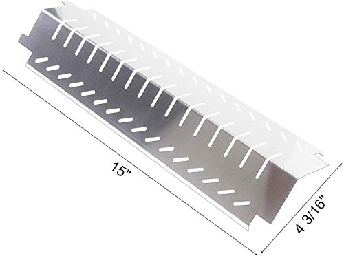 Votenli C2490A(3-Pack) S9401A(3-Pack) 15" Stainless Steel Heat Plate And 13 3/4” Cast-Iron Grill Pipe Burner Replacement For Charbroil 463240804, 463240904, 463241704, 463241804, 463247004, 463247504 #TOP1