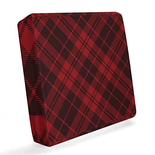 Tartan Red And Dark Pattern Sofa Couch Cushion Covers Washable Chair Seat Cushion Slipcovers Furniture Protector 64X64X10 #TOP11