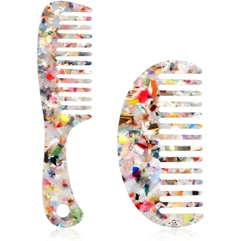 Quilax 2 Pack Wide Tooth Hair Combs Cover