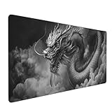 Grand Tapis de Souris XXL 1200x600mm, Dragon Noir Tapis de Souris Gamer, Étanche Mousepad Gaming avec Bords Cousus et Base en Caoutchouc Antidérapante, pour Gamer, Personnel de Bureau P2448