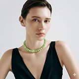 LILIE&WHITE Modesk Jewelry Chunky damski łańcuszek na lato z żywicy syntetycznej, styl boho, jasnozielony naszyjnik z żywicy