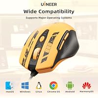 Uineer Gaming Maus mit Kabel, 7200 DPI, 6 programmierbare Tasten, Gelb-PRO – Ansicht 8