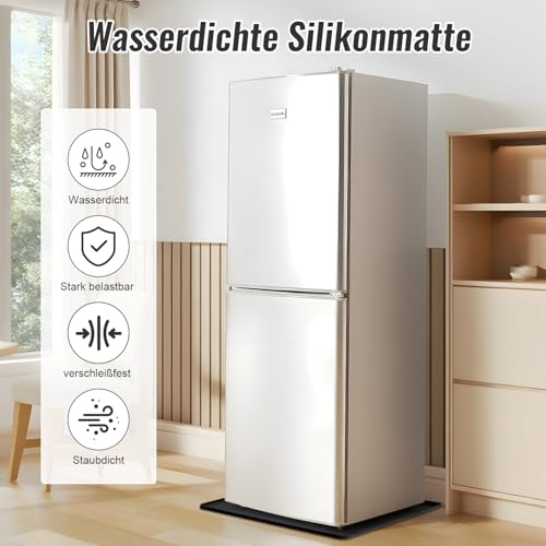 Niuny Kühlschrankmatten Waschmaschinen Unterlage Antivibrationsmatte Silikon 60x60cm Antirutschmatte Gummimatte Waschmaschine Auffangwanne Waschmaschine Mit Erhöhtem Rand Arbeitsplatte Waschmaschine