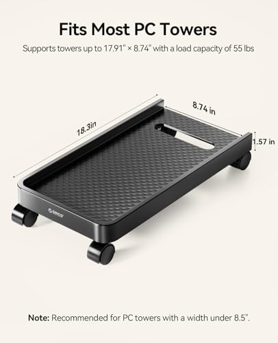 ORICO Mobile CPU Stand with Locking & Swivel Wheels, Universal Under Desk Computer Tower Stand for PC, Multi-Functional CPU Holder for Office & Home (17.9x8.74x0.86 Inches) — view 6